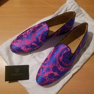 Versace Men's Silk Barocco Jacquard Slippers, US 8